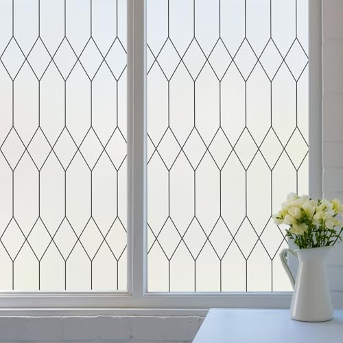 Coavas Window Privacy Film Frosted Glass Window Clings Bathroom Sun Blocking Heat Blocking Frosting Decorative Static ClingWindow Stickers Opaque Door Coverings