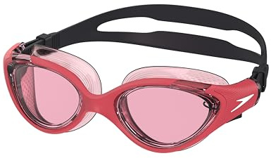 Speedo Women's Biofuse 2.0 SwiMing Goggles | Female Design | Patented Adjust Mechanism | Anti-fog | Anti-leak | Comfort Fit, Black/Raspberry FiL, One Size