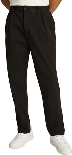 Tommy Jeans Pantalón de Tela Hombre Isaac Twill Casual Pierna Ancha, Negro (Black), L