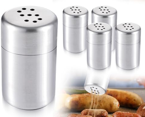 Lhbwhiz 4 pezzi di saliera, mini saliera e pepiera,piccolo portaspezie in acciaio inossidabile,barattolo di spezie Con coperchio e fori,per viaggi,campeggio,griglia all'aperto e spezie(4,6 * 2,5 cm)