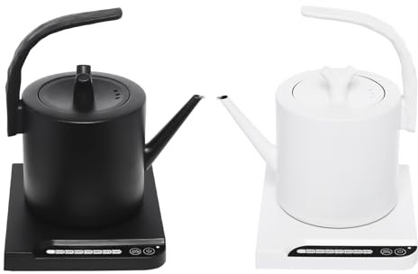 Bollitore elettrico in acciaio inox, 1 litro, regolatore di temperatura per tè e caffè con riscaldamento da 1000 W, adatto per bevande calde (nero)