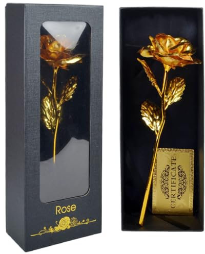 ZEPIQOR Gold Dipped Gold Rose, Infinity Flower Decor Hand Getaucht in Romantische Rose Geschenke für Frauen In Ihrer Frau Freundin Geburtstag Geburtstag Valentines Muttertag Weihnachten（Blackbox）