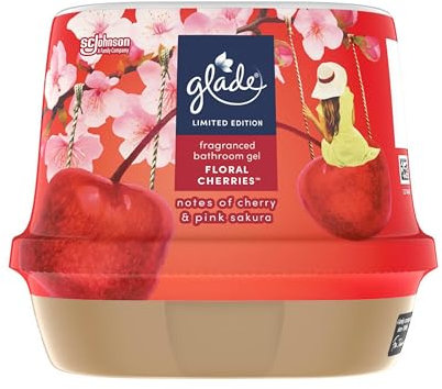 Katsy Style Glade Bathroom Gel – Floral Cherries | Long-Lasting Air Freshener for Bathrooms | Refreshing Cherry Blossom Fragrance for a Fresh, Clean, and Sweet-Smelling Space 180g