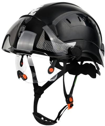GREEN DEVIL Casco de seguridad industrial certificado EN397 & EN166 con visera transparente y teñida, casco de seguridad con doble visera para construcción, artesanía e industria | Casco de trabajo