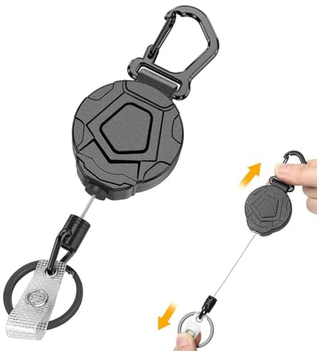 COYUN porte-clés rétractables,Porte Clef Badge Enrouleur, Porte-badges Clé Retractable Avec Mousqueton, Robuste Attache Porte-badge Cle de Solide Extensible Acier Cordon Cable Rétractable