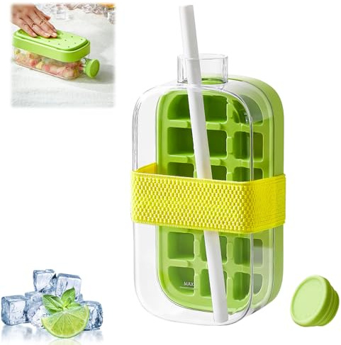 Cxqbsmy Isbitsformar med lock och sugrör mini isbitsformar silikonbehållare, lätt att ta bort stapelbara isbitsskålar, för sommardrycker, barn gör-det-själv, frukt och utomhusäventyr