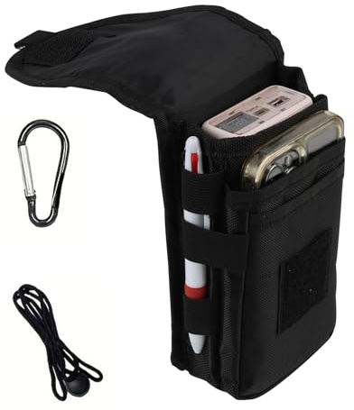 Gürteltasche für Handy, Handytaschen mit Karabiner Schwarz, Multifunktionale Tasche für Smartphone, Werkzeughalter für Wandern, Camping, Reisen, und Outdoor-Aktivitäten