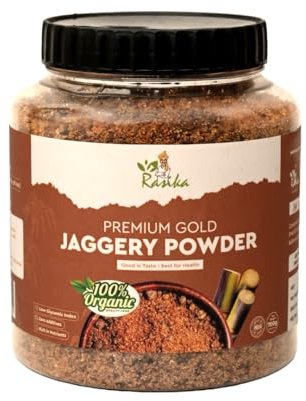 Rasika Overseas Jaggery Powder Pure & Natural Unrefined Sweetener | Gluten Free Sugar Substitute | No Anti-Caking Agent | Perfect for Tea Coffee Baking-