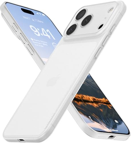 memumi Skal för iPhone 17 Pro Max, Tjocklek 0,3 mm, Slim Fit, Matt yta [Stötbeständigt, Halkskydd, Anti-rep] Skyddskåpa Extra Tunn för iPhone 17 Pro Max - Trans-vit