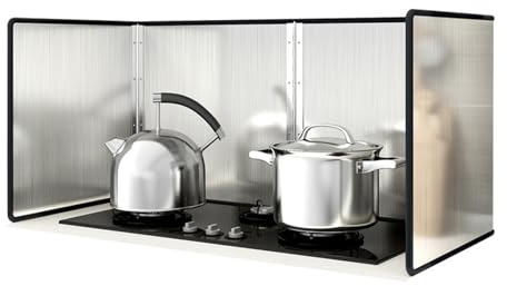 Splatter Guard, Foldable Kitchen Oil Splash Anti Splatter Shield Guard Stainless Steel Splatter Screen Nonstick Splashback For Frying Pan Wall Hob Grease, Silver