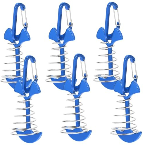 Healeved Estacas para Tiendas de Campaña de Aluminio en Forma de Espina de Pescado, Pequeñas, Resistentes al Desgaste, Hebillas de Resorte, 6 Piezas, para Camping y Actividades al Aire