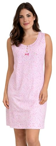 Intimitaly Camicia da Notte Donna in 100% Cotone, Manica Lunga, Scollo a V, con Tasche, Taglie S-5XL, per Uso Quaotidiano o per Gravidanza e Allattamento (IR1782 VAR-2, L-XL)