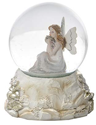 Mousehouse Gifts - Fairy Snow Globe with Glittery Wings, Glass Christmas Ornament for Girls