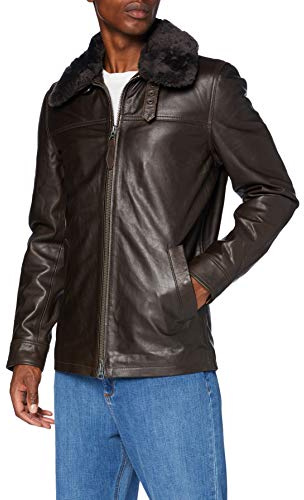 Schott Nyc Lcmaine Giacca di Pelle, Marrone, S Uomo
