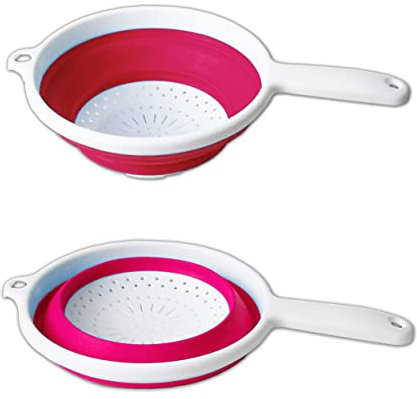 SEIHER faltbar Ø22cm Silikon mit Griff Küchensieb Nudelsieb Abtropfsieb Sieb 3-Varianten 27 (Rot), 71227