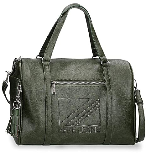 Pepe Jeans Donna Bolso Bowling Verde 34x23x17 cms Piel sintética