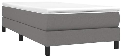 vidaXL Estructura de Cama con Somier, Somier Individual de Listones, Base de Cama Tapizada, Mueble para Dormitorio Hogar, Tela Gris Oscuro 80x200 cm