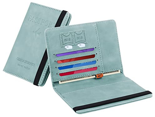 Coolzon Reisepasshülle Kunstleder Passhülle mit RFID-Blocker, Schutzhülle Impfausweis Schutzhülle Tasche für Kreditkarten Ausweis und Reisedokumente Reiseorganizer Etui für Kinder Erwachsene