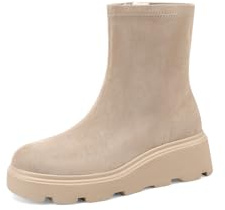 QUEEN HELENA Stivaletti Classici Stivali Bassi Casual Donna X31-95 (Beige, Sistema Taglie Calzature EU, Adulto, Donna, Numero, Media, 35)