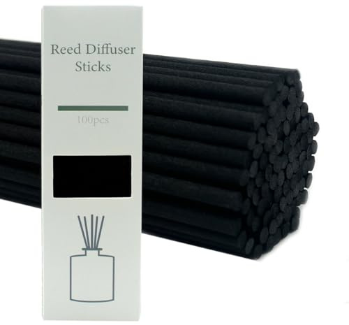 100PCS Aromatherapy Volatile Sticks，Reed Diffuser Sticks 3mm in Diameter, Rattan Wood Sticks Essential Oil Aroma Diffuser Sticks Refill Replacement for Aroma Fragrance (Black, 12 in)