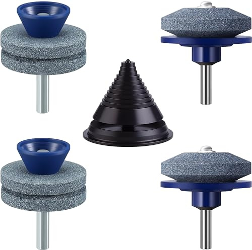 Calsoling 【NEW】 4 Pieces Double Layer Corundum Lawn Mower Blade Sharpener (Blue 4+1)