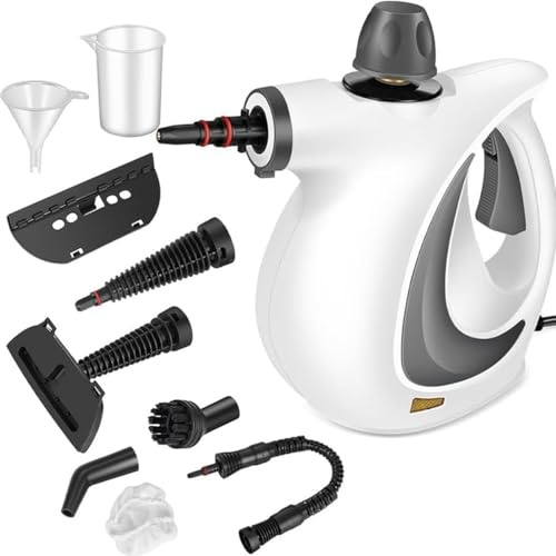 Red Hut Steam Cleaner, Pressurised Handheld Steam Cleaner Pressurized Handheld Multi-surface Steamer with 9 Accessories, Cleaner for Floor, Upholstery, Grout, Car and Home Use