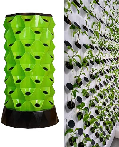 Tour de jardin aéroponique – Système hydroponique à 48 trous pour culture intérieure et extérieure – Idéal pour légumes, herbes et fraises – Solution de jardin verticale peu encombrante