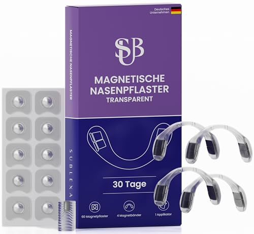 Magnetische Nasenpflaster Transparent - 30 Tage Vorrat - Anti-Schnarch Nasal Strips & Nasenstrips für besseres Atmen & Schlafen - Nasenspreizer Magnet Nasenclip Nasendilatator