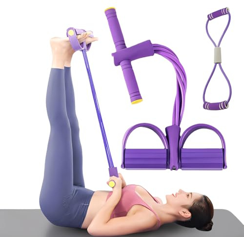 THQAE 2 Pcs cinta elastica ejercicios, goma elastica ejercicio, Cuerda Elástica Multifunción con Banda de Resistencia de Figura 8 y Banda Elástica, Banda de Resistencia de Pedal, Cuerda de Tensión