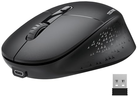 TECKNET Souris sans Fil Bluetooth Rechargeable 3 Modes 1600 DPI Silencieuse | 3 modes (BT5.0/3.0+2.4G avec récepteur USB), compatible Windows/macOS/Chrome/Linux, design ergonomique, longue autonomie