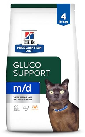 Hill's Prescription Diet m/d GlucoSupport Chicken Flavor Dry Cat Food, Veterinary Diet, 4 lb. Bag