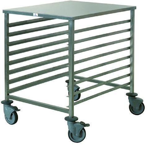 Chariot professionnel de fermentation 600 x 800 mm, 4 roues pivotantes dont 2 avec frein. 8 niveaux