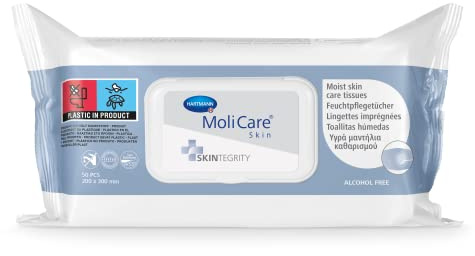 MoliCare Toallitas Íntimas Desechables, Humedecidas con Loción Limpiadora, Libre de PEG, 50 Unidades