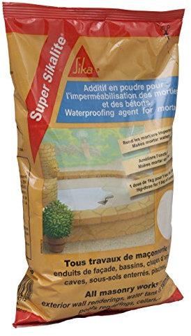 SIKA - Additivo in polvere per impermeabilizzare malte e calcestruzzo - Super Sikalite Bianco - Migliora la resistenza al gelo - Adatto anche per piscine - Facile applicazione -1 kg