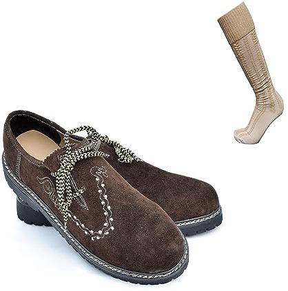 ATTONO Scarpe tradizionali alla moda, per attività all'aria aperta, in pelle, da uomo, marrone, 43 EU