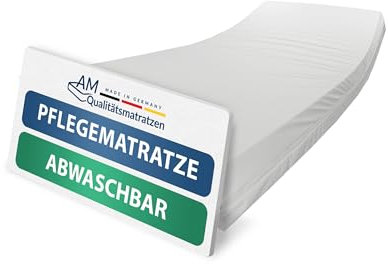 AM Qualitätsmatratzen wasserdichte Matratze Fuer Pflegebett 120x200 - Made in Germany - Inkontinenzmatratze für die Heimpflege 14 cm - Krankenbett Matratzen Fuer Senioren mit festen Sitzkanten