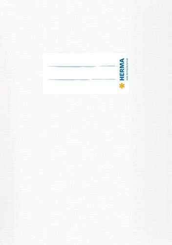 HERMA 19860 Heftumschläge A5 Bast Weiß, 10 Stück, Hefthüllen mit Beschriftungsetikett & Baststruktur aus strapazierfähiger & abwischbarer Polypropylen-Folie, Heftschoner Set für Schulhefte, farbig