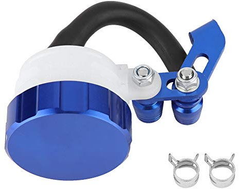 Clutch Fluid Reservoir, CNC Motorcycle Oil Cylinders Brake Reservoir Front Clutch Tank Fluid Bottle(Blue Black Silver)(Blue) Front Fluid Bottle Master Clutch Oil Reservoir Brake Reservoir