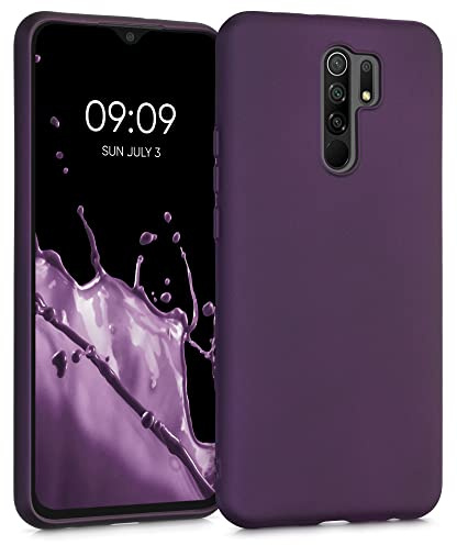 kwmobile Case kompatibel mit Xiaomi Redmi 9 Hülle - Schutzhülle aus Silikon metallisch schimmernd - Handyhülle Metallic Brombeere