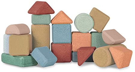 Korko Bauklotzset aus Kork - Leise, farbenfroh, sicher und voller Liebe für die Umwelt (20 STK.)