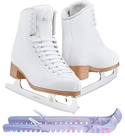 Jackson Classic JC500 Figure Ice Skates Womens 4 Bundle with Skate Guards