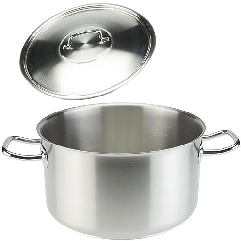 SKK großer Gastro Fleischtopf Ø 32 cm - induktiver 18/10 Edelstahl Kochtopf - Profi Universaltopf mit Edelstahl-Topfdeckel