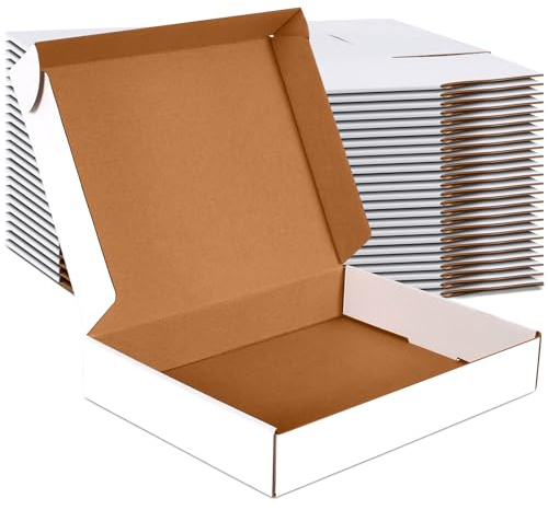 JOWLOT 12x9x2 inch Small Shipping Boxes Set of 25, White Corrugated Cardboard Box Literature Mailer for Mailing Packing Moving and Storage