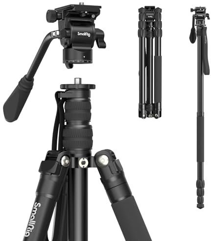 SMALLRIG 71 (180 cm) Treppiede Video Monopiede con Testa Fluida, in Alluminio per Fotocamera per Viaggi, Video, Streaming Live, Vlogging, Altezza Regolabile da 16,5 a 71 (42-180 cm) - 3760B