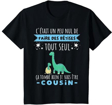 Futur Cousin Annonce Grossesse Je Vais Etre Cousin T-Shirt, Enfant, Noir, 2 Ans