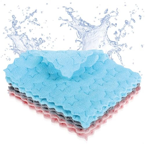 com-four® Paño de Esponja 6X con diseño de Estrella - paños domésticos Extremadamente absorbentes - paños de Limpieza duraderos - toallitas Multiusos Reutilizables (06 Piezas - diseño de Estrella)