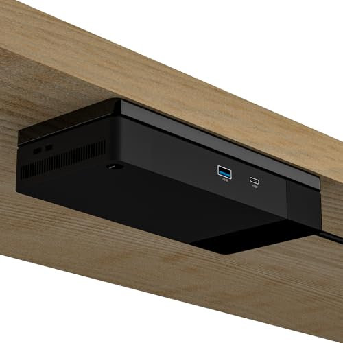 CaSZLUTION Under Desk Mount and Wall Mount Compatible with Dell WD19 / WD19S / WD19DC / WD19DCS / WD19TB / WD19TBS / WD22TB4 Dock, Acrylic Docking Station Holder (Black)