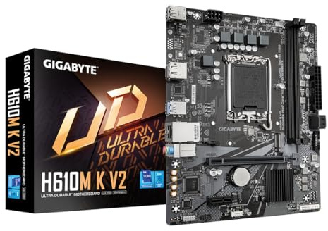 GIGABYTE H610M K V2 Motherboard - Intel Core 14th CPUs, up to 5600MHz DDR5, 1xPCIe 3.0 M.2, 1GbE LAN, USB 3.2 Gen 1