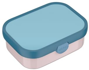 Mepal - Fiambrera Campus - Fiambrera Bento para niños - Fiambrera con compartimento bento y tenedor - Meal Prep Box con cierre de clip - Apto para lavavajillas - 750 ml - Rosa frío con tapa Cool Blue