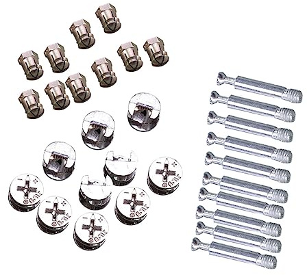 HIAKDOFT 24 Sets Furniture Connecting Cam Lock Fittings with Aluminum Alloy Expansion Dowels Thread Fastening Eccentric Bolt Nuts for Cabinets Wardrobes Office Furniture Strong Load-bearing